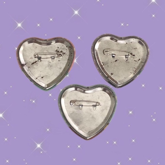 Kawaii Pastel Cryptid Heart Shaped Badges/Pins/Buttons - Picture 2 of 5